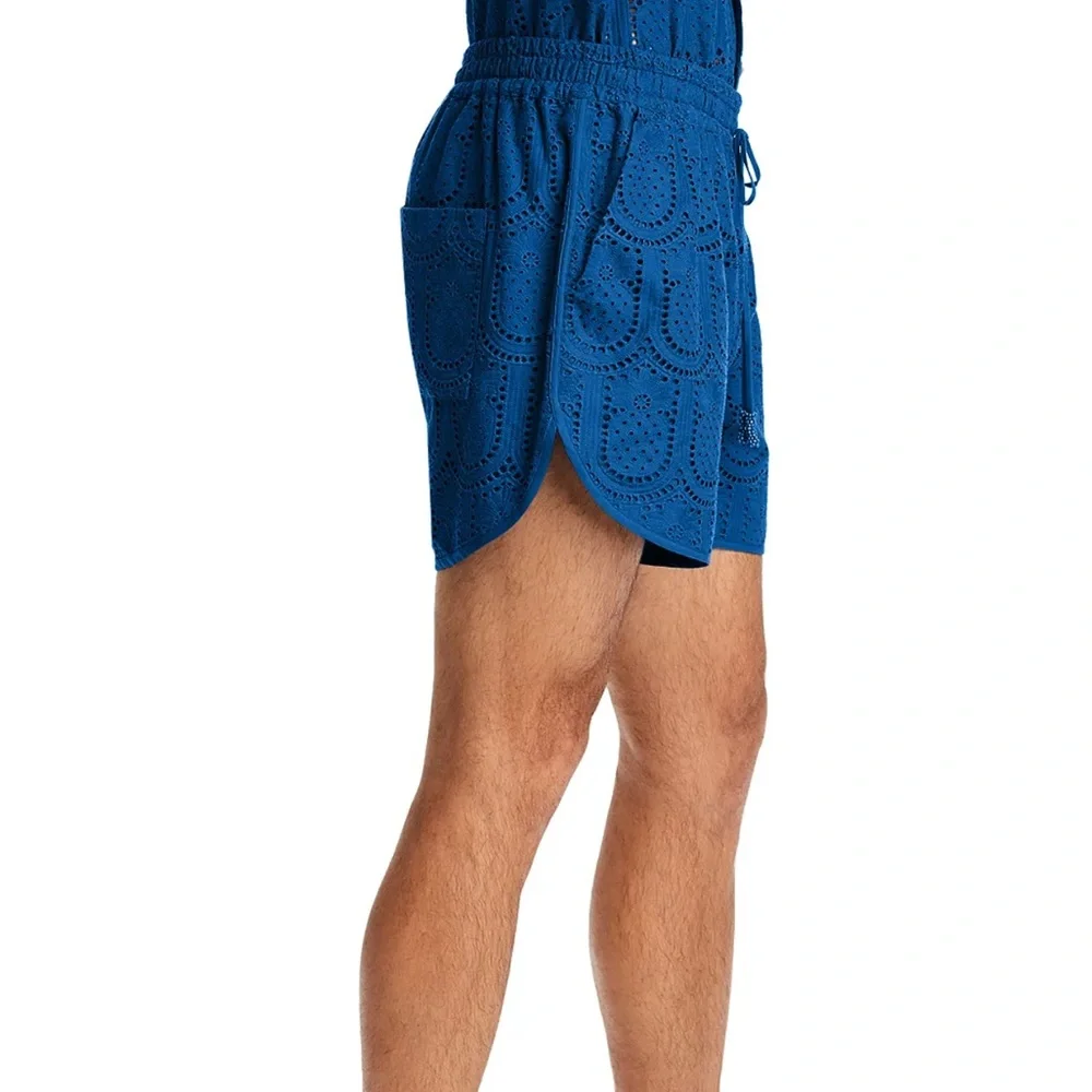 NWT Farm Rio Pineapple eyelet shorts blue size S